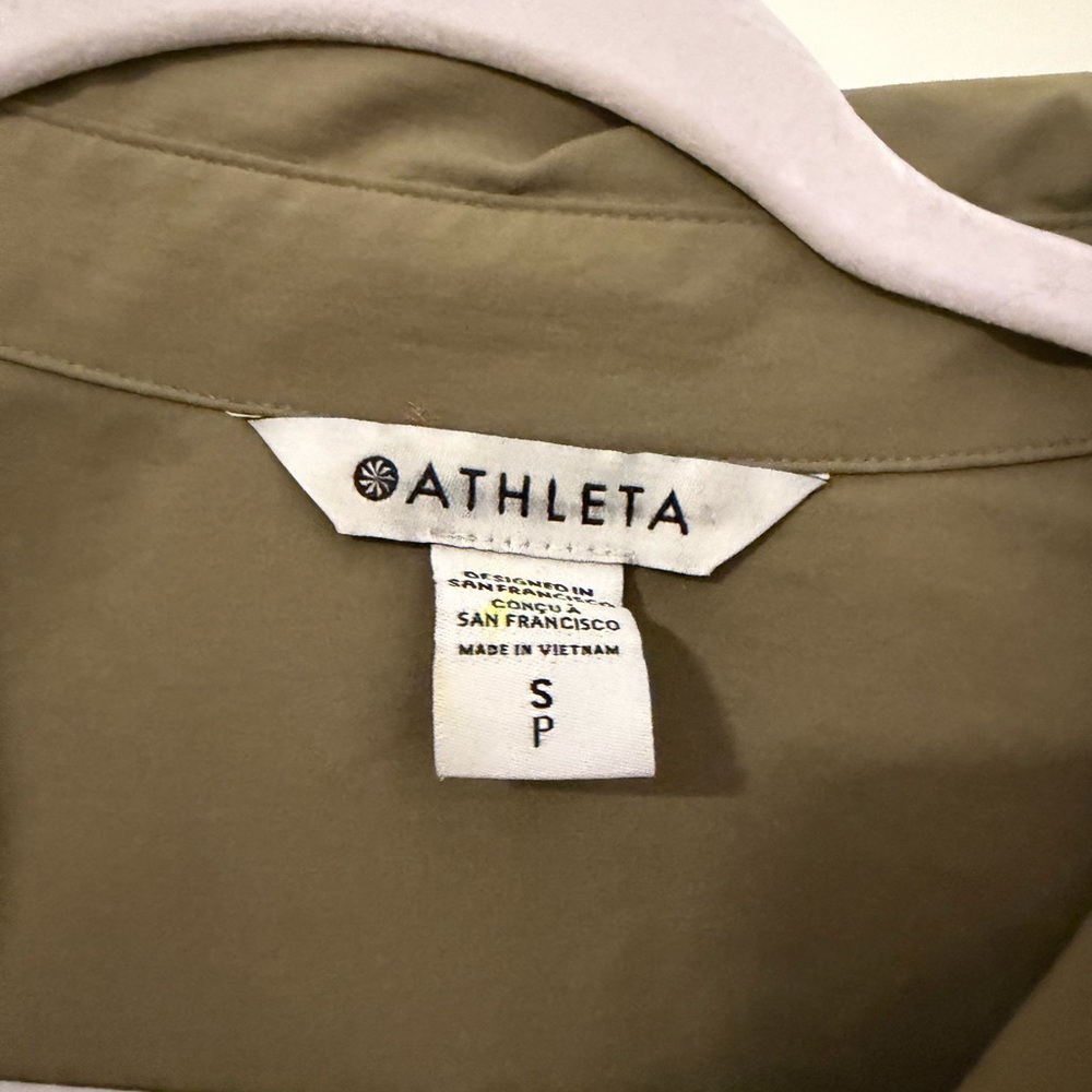 Athleta Olive Green Button-Down Shirt - Picture 7 of 8